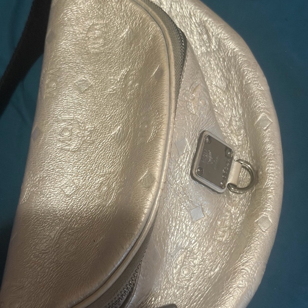 MCM Metallic Silver Crossbody Bag